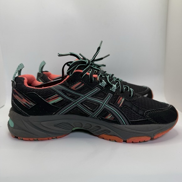 Asics Womens Gel Venture 5 T5N8N Black/Coral/Teal Running Shoes Size 6.5 - Picture 2 of 11
